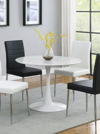 Arkell Round 40-inch Faux Marble Top Dining Table White