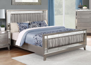 Leighton Wood Panel Bed Metallic Mercury