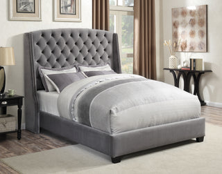 Pissarro Upholstered California Wingback Bed Grey