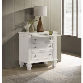 Sandy Beach 3-Drawer Nightstand Cream White