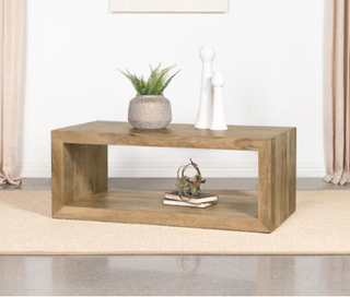 Benton Rectangular Solid Wood Coffee Table Natural