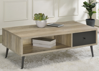 Welsh1-Drawer Rectangular Engineered Wood Coffee Table With Storage Shelf Antique Pine And Grey