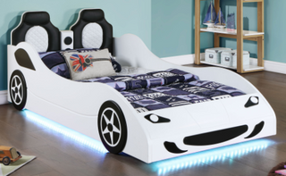 Cruiser Car Themed Twin Bed With Underglow Lights White