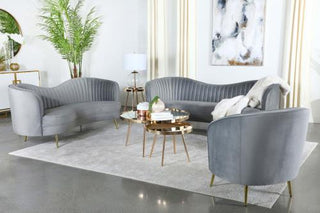 Sophia 3-piece Upholstered Channel Tufted Sofa Set Grey