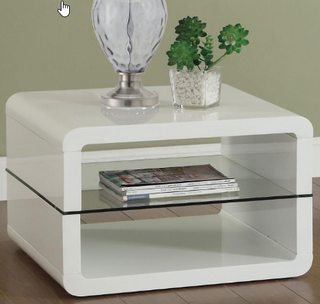 Elana Square 2-Shelf End Table Glossy White