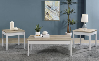 Stacie 3-Piece Composite Wood Coffee Table Set Antique Pine And White