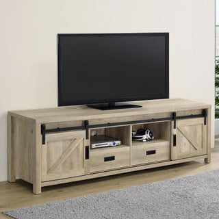 Madra 2-door Engineered Wood 79" TV Stand Distressed Pine