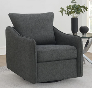 Madia Boucle Upholstered Swivel Glider Chair Charcoal Grey