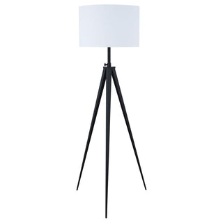 Harrington 60-inch Drum Shade Metal Tripod Floor Lamp Black