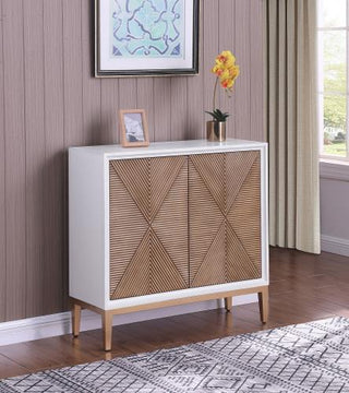 Gretchen 2-door Wood Fluted Parquet Cabinet White and Brown