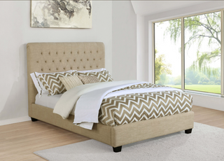 Chloe Upholstered Panel Bed Oatmeal