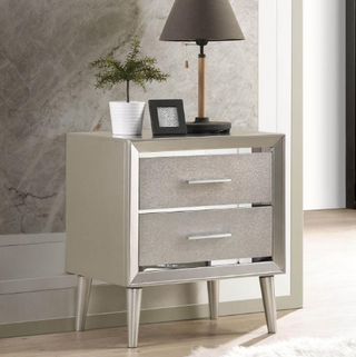 Ramon 2-Drawer Nightstand Metallic Sterling