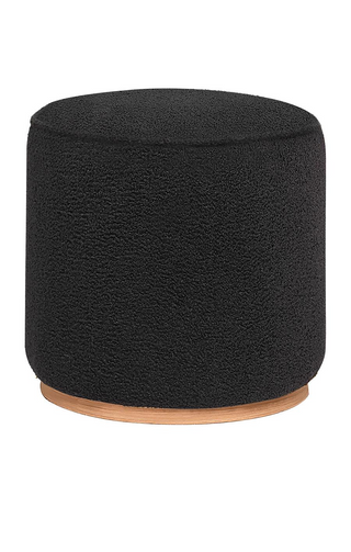 Zena Faux Sheepskin Upholstered Round Ottoman Black