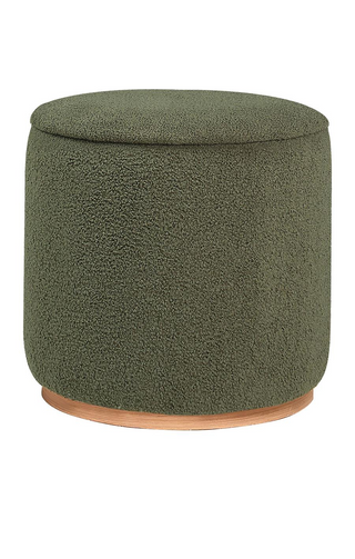 Zena Faux Sheepskin Upholstered Round Ottoman Green