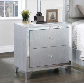 Larue 2-Drawer Nightstand With USB Port Silver