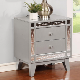 Leighton 2-Drawer Nightstand Metallic Mercury