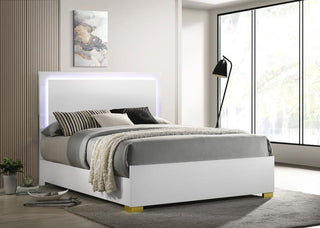 Marceline Eastern King Bed With LED Headboard White