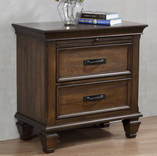 Franco 2-Drawer Nightstand With Pull Out Tray Burnished Oak