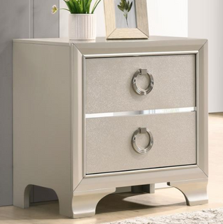 Salford 2-Drawer Nightstand Metallic Sterling