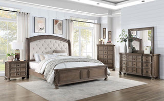 Emmett 5-Piece Eastern King Bedroom Set Walnut And Beige