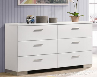 Felicity 6-Drawer Dresser Glossy White